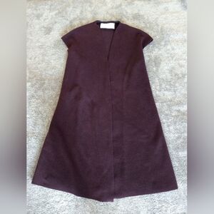 Harris Wharf London burgundy microfleece long line open front cardigan vest